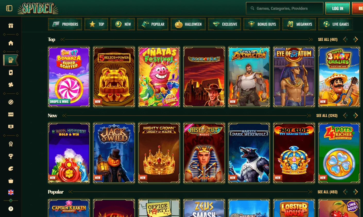 Spybet Casino desktop games view